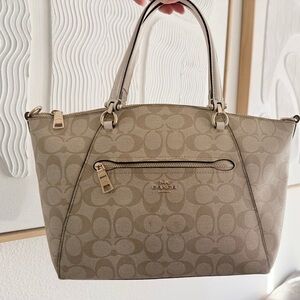 Coach Khaki Prairie Signature Canvas Sachel with Gold Hardware